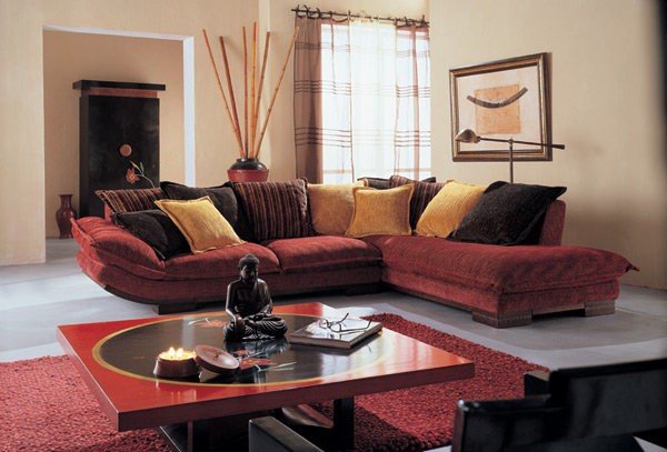 Salón sofá rojo