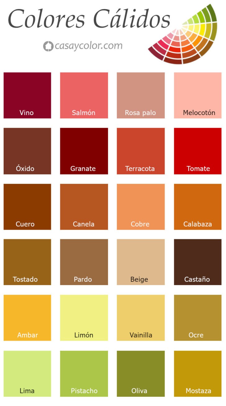 Paleta de colores cálidos para interiores