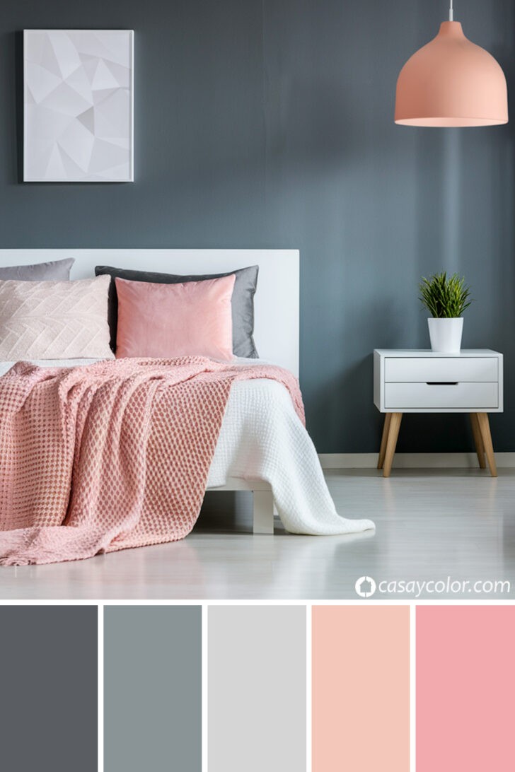 Cuarto sencillo en colores en gris y rosa