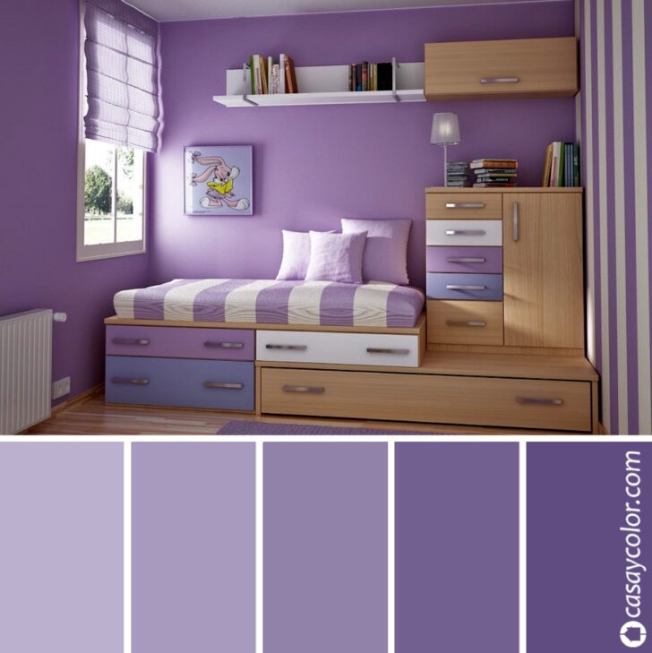 Cuarto o habitación infantil con decoración en colores lavanda