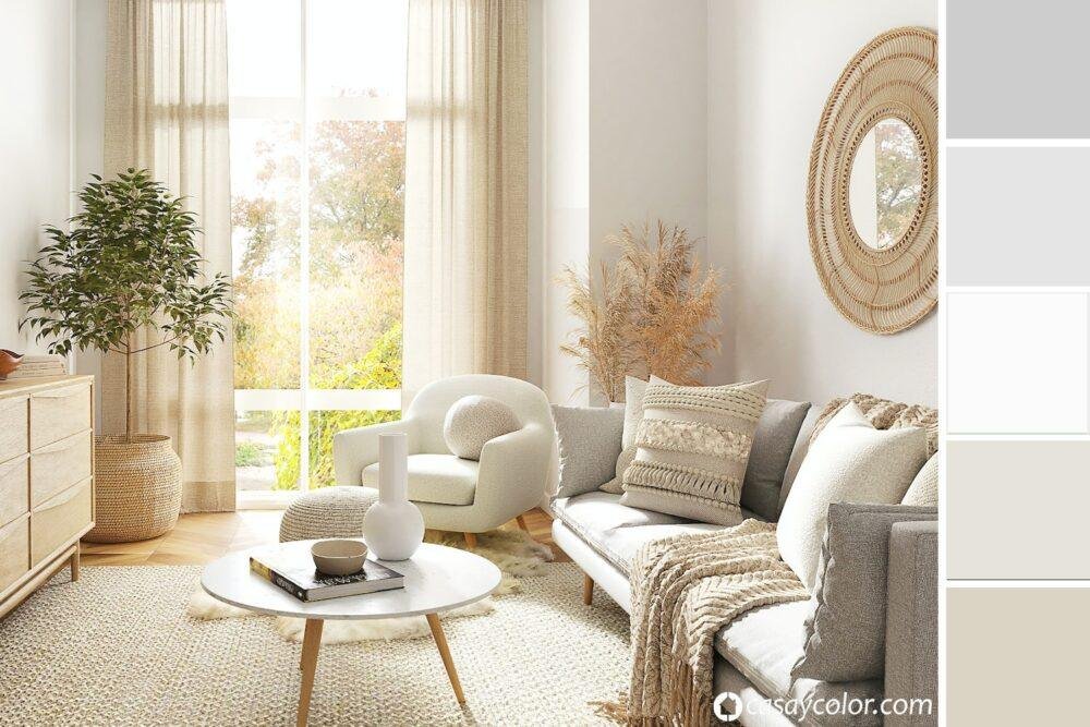 Decoración interior en colores blancos
