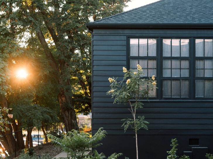 Color exterior negro de casa de madera