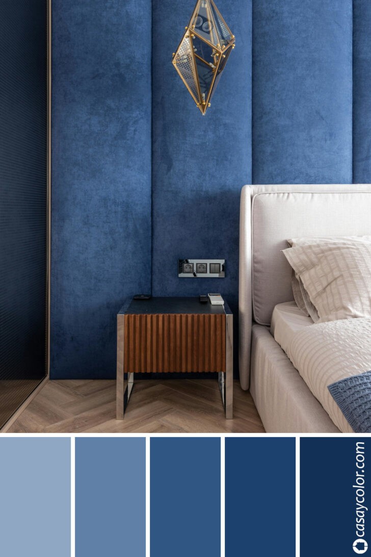 Interior de dormitorio en color azul