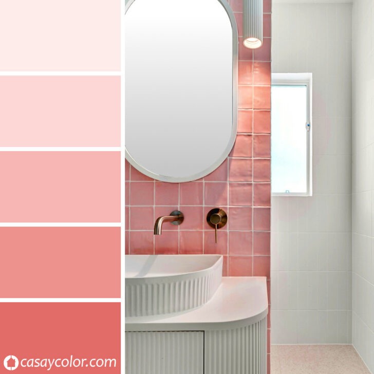 Azulejos del baño en color rosado