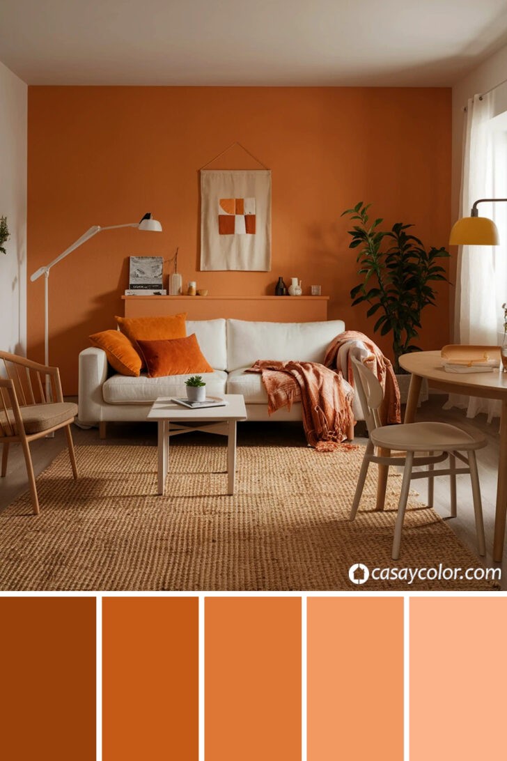 sala naranja calabaza, paleta de colores