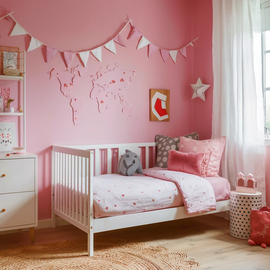 Cuarto de color rosa