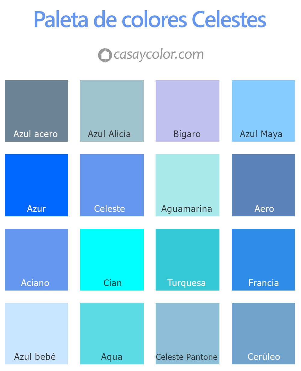 Paleta o gama de color celeste