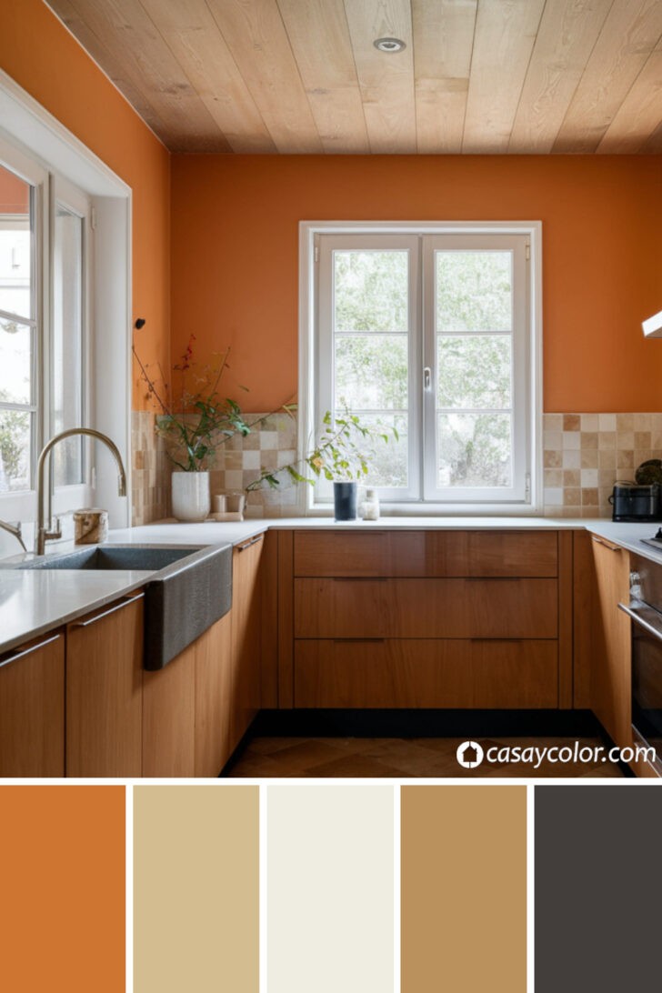 Cocina de color naranja cálido