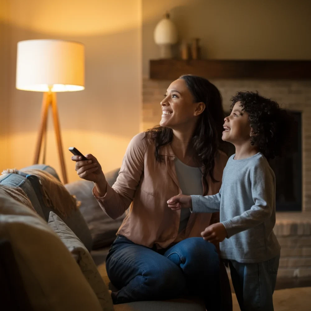 Personas disfrutando de un hogar inteligente