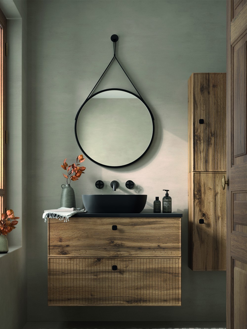 Mueble de baño madera media