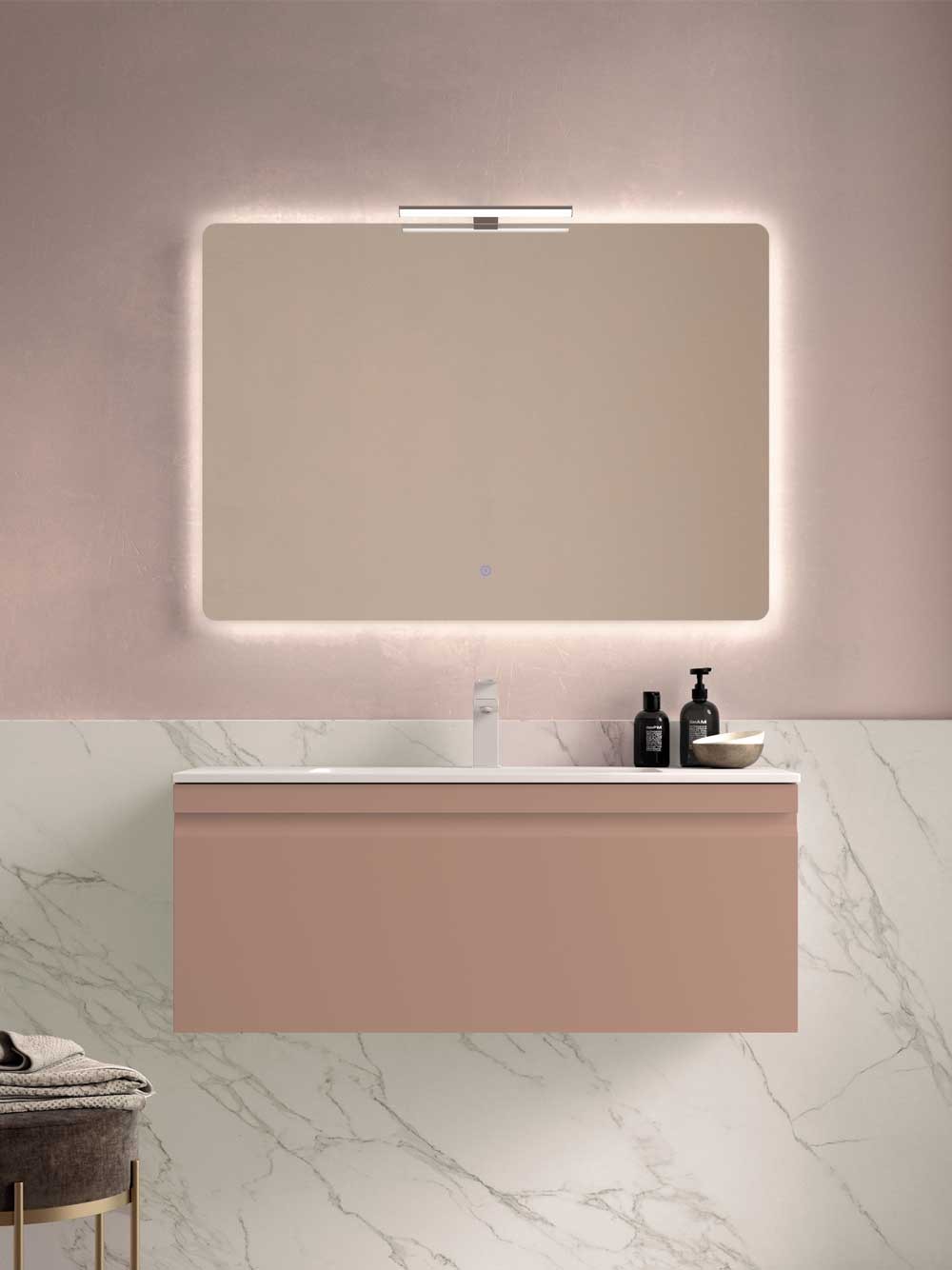 Mueble de baño rosa palo