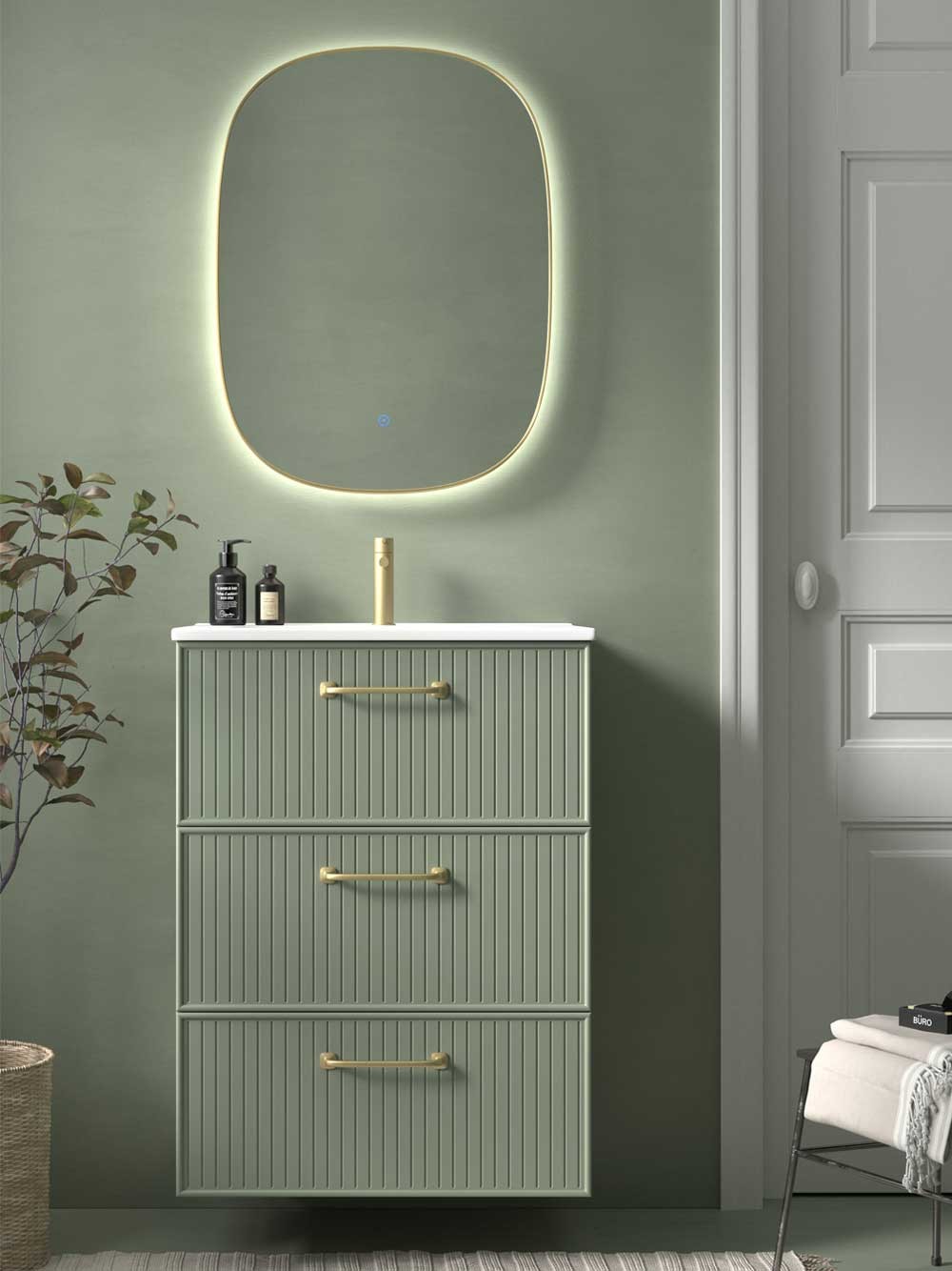 Mueble de baño verde salvia