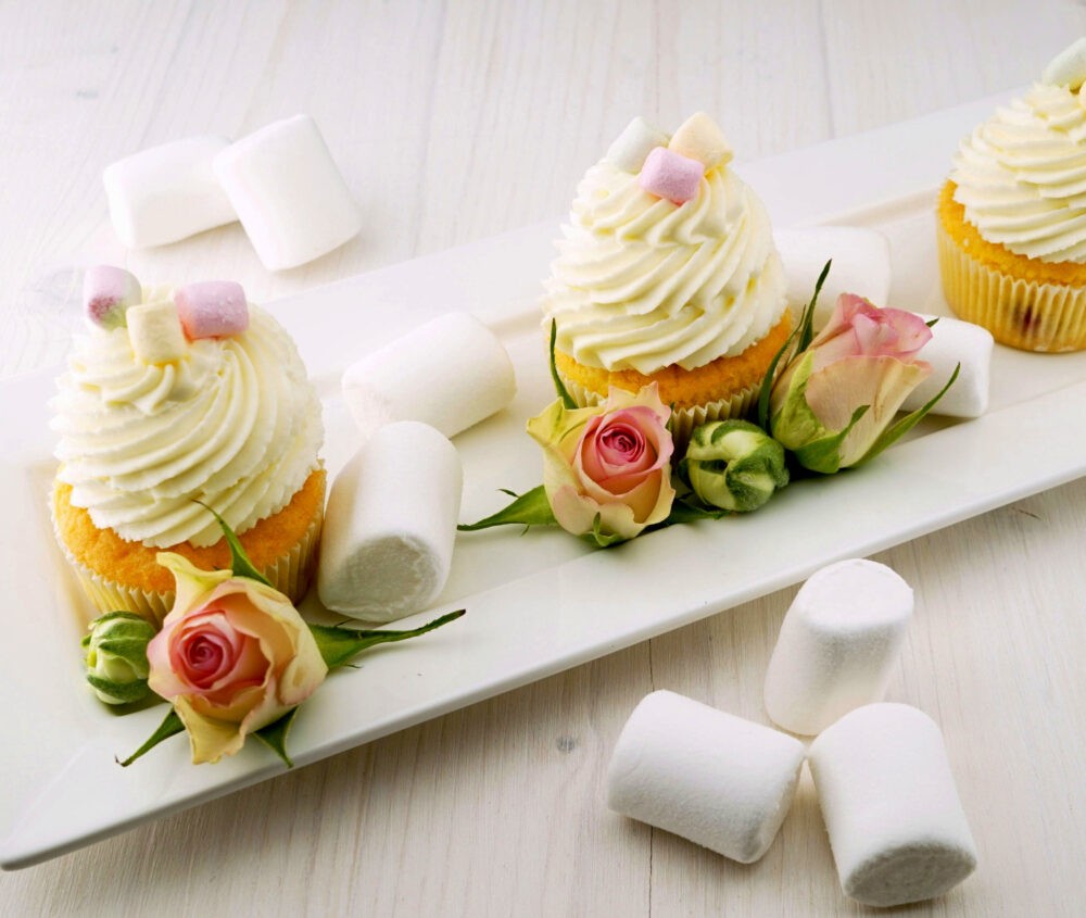 Cupcakes al plato con crema