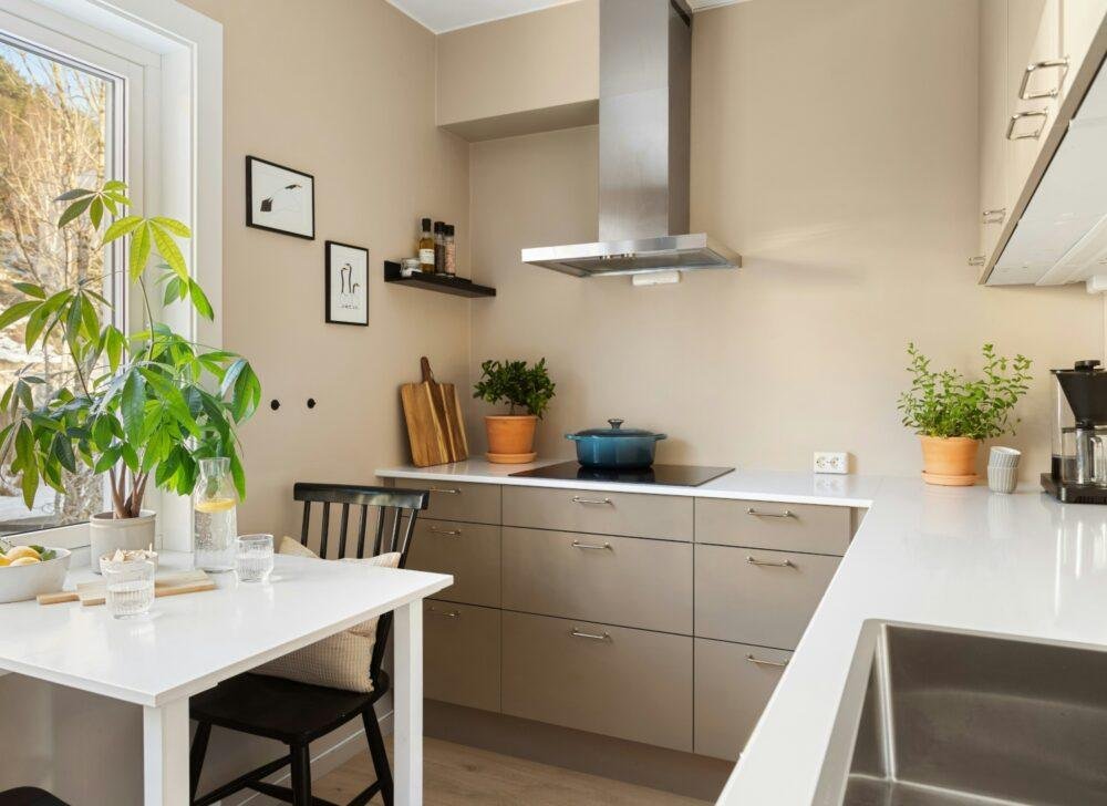 Paredes de una cocina en color crema crema o beige claro