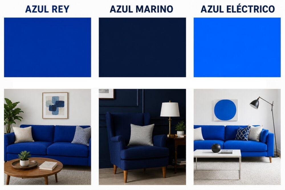 Diferencia entre color azul rey vs azul marino vs azul eléctrico