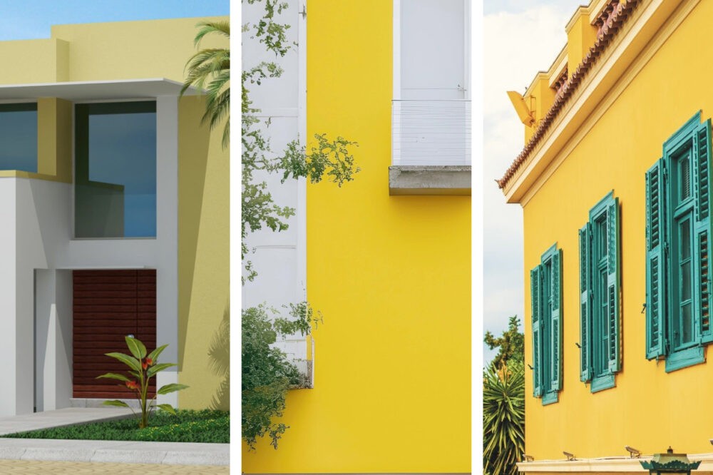 Fachadas de casas de color amarillo