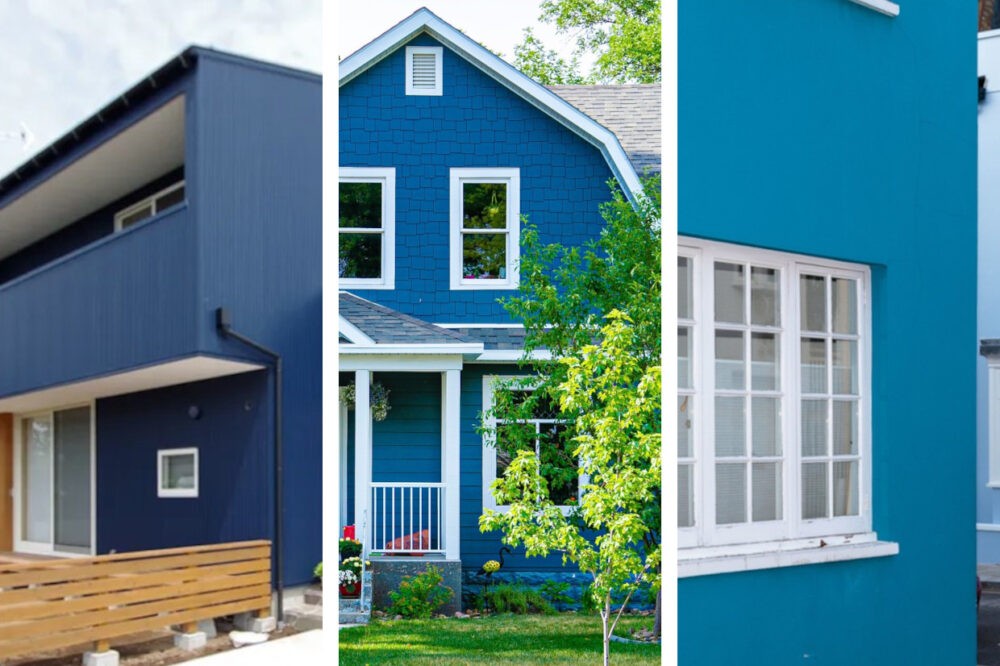 Fachadas de casas azules