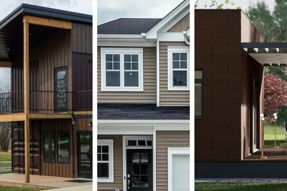 Fachadas de casas marrones