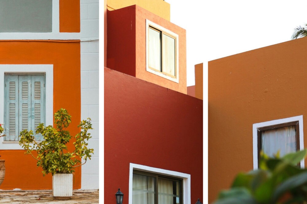 Fachadas de casas de color naranja