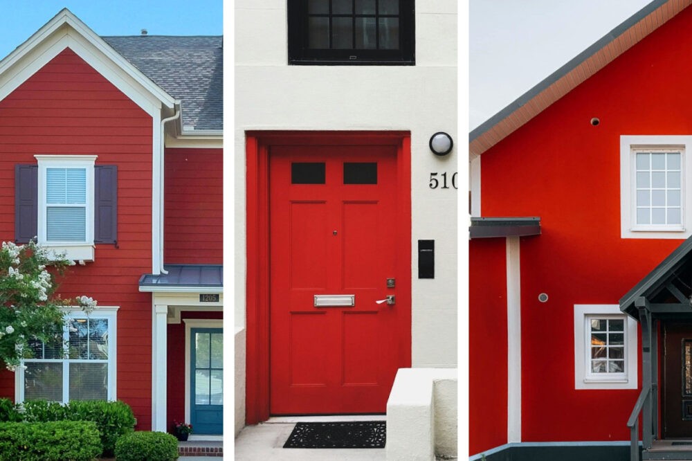 Fachadas de casas de color rojo