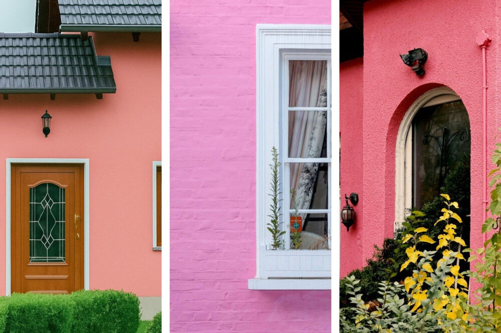 Fachadas de casas de color rosado