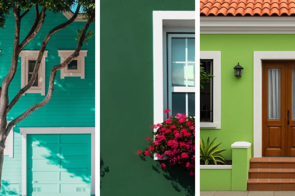 Fachadas de casas de color verde