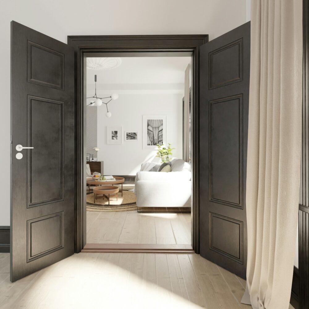 Puertas de madera gris topo