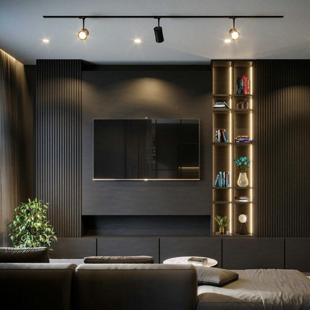 Iluminación de un salón elegante